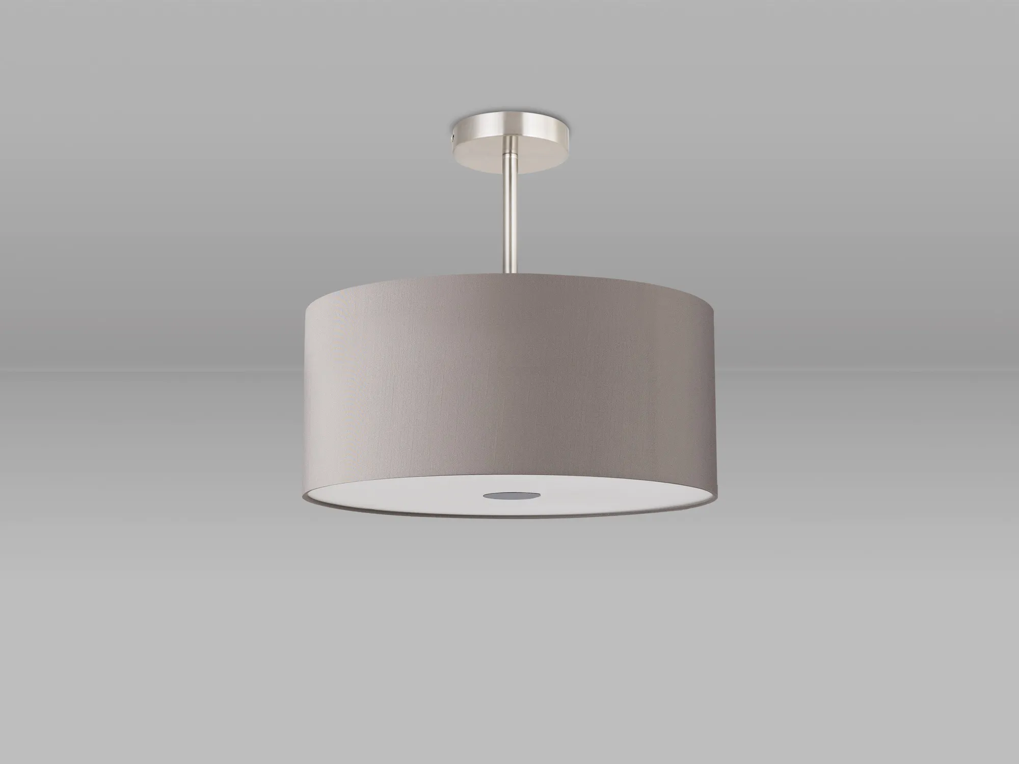 Baymont 40cm Semi Flush 3 Light Satin Nickel, Grey White Laminate, Frosted Diffuser DK0418  Deco Baymont SN GR